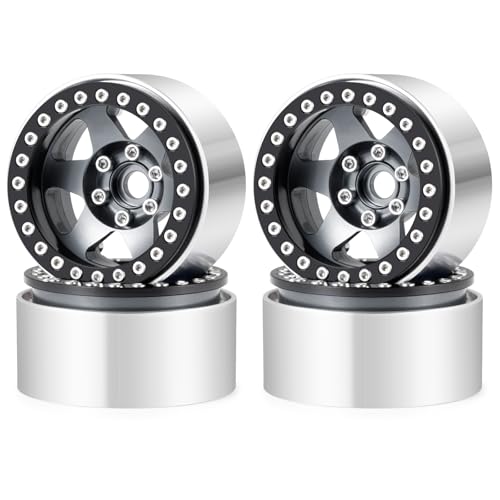 Runup -Turbine 1,9 "Beadlock Wheel Rand -Offset -10 mm Aluminiumrad für SCX10 Pro TRX4 VS4-10 D90 GEN8 SCX10 III AXI03007 1/10 RC Crawler CAR (grau) von Runup