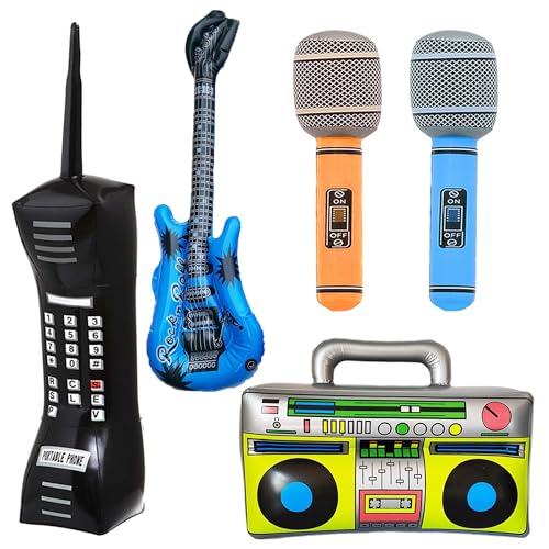 Aufblasbare Instrumente Party Ballon Deko - Inflatable Rock Star Toy Aufblasbare Radio Telefon Gitarre Mikrofon Musik Motto Party für Kinder Erwachsene Konzert Tanz 70er 80er Karaoke Deko Aufblasbare Instrumente Party Ballon Deko - Inflatable Rock Star Toy Aufblasbare Radio Telefon Gitarre Mikrofon Musik Motto Party für Kinder Erwachsene Konzert Tanz 70er 80er Karaoke Deko von Runyuzi