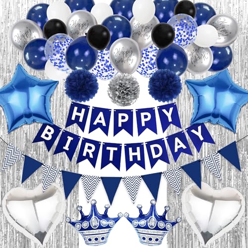 Geburtstagsdeko Happy Birthday deko (blaues Silber) von Runyuzi