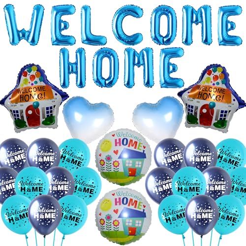 Herzlich Willkommen Zuhause Luftballon Kit - 37 Stück Welcome Home Baby Dekoration House Folienballon rund blau Herz Luftballon für Mann Frau Zurückkehren Einweihungsparty Geburt Hochzeit Party Deko Herzlich Willkommen Zuhause Luftballon Kit - 37 Stück Welcome Home Baby Dekoration House Folienballon rund blau Herz Luftballon für Mann Frau Zurückkehren Einweihungsparty Geburt Hochzeit Party Deko von Runyuzi