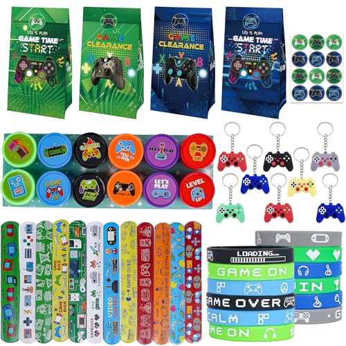 Videospiel Party Mitgebsel Kindergeburtstag Gastgeschenke - Jungen Gaming Geburtstagsdeko Schlüsselanhänger, Stempel, Silikon Armbänder, Schnapparmbänder, Gamer Partytüten Pinata Füller Videospiel Party Mitgebsel Kindergeburtstag Gastgeschenke - Jungen Gaming Geburtstagsdeko Schlüsselanhänger, Stempel, Silikon Armbänder, Schnapparmbänder, Gamer Partytüten Pinata Füller von Runyuzi