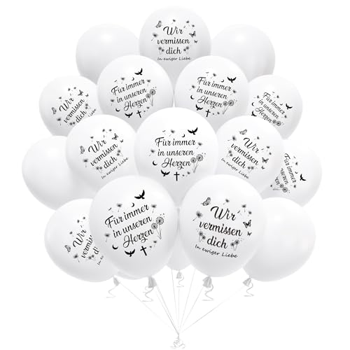 Weiße Trauer Beerdigung Luftballons Set - 12 Zoll Gedenken Latexballons für Abschied Begräbnis und Trauerfeier, Gedenkballons mit Wir vermissen dich In ewiger Liebe Aufdruck Weiße Trauer Beerdigung Luftballons Set - 12 Zoll Gedenken Latexballons für Abschied Begräbnis und Trauerfeier, Gedenkballons mit Wir vermissen dich In ewiger Liebe Aufdruck von Runyuzi