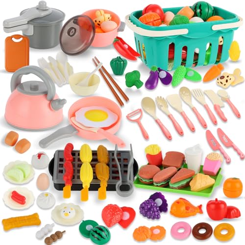 Rupoku Kinderküche Spielküche Zubehör, 91-teiliges Rollenspiele Matschküche Spielen Lebensmittel Topfset Kindergeschirr Picknickkorb Küchenspielzeug Geschenke für Kinder Jungen Mädchen ab 3 4 5 Jahre Rupoku Kinderküche Spielküche Zubehör, 91-teiliges Rollenspiele Matschküche Spielen Lebensmittel Topfset Kindergeschirr Picknickkorb Küchenspielzeug Geschenke für Kinder Jungen Mädchen ab 3 4 5 Jahre von Rupoku