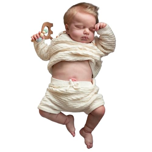 Babypuppen im wirklichen Leben 19 -Zoll -Silikon -Babypuppen Realistische Reborn -Schlafpuppe, waschbarer Neugeborenen und Mädchen mit Kleidung - perfekt für Kinderspielzeug, Junge von Ruqingg