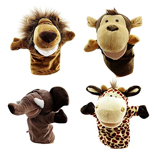 Ruqingg Handpuppen Set Plush Elephant Giraffe Affen Finger Puppen Puppenspielzeug für Kinder 4pcs Plüsch Handpuppen von Ruqingg