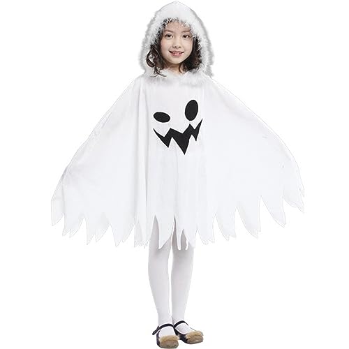 Ruqingg Kleinkind Ghost Kostüm für Jungen Mädchen Größe S Kapuzenprint Halloween Ghost Cape Polyester Atmungsfreie Halloween-Kostüme für Cosplay-Rollenspielstufe für 95-110 cm Kinder Ruqingg Kleinkind Ghost Kostüm für Jungen Mädchen Größe S Kapuzenprint Halloween Ghost Cape Polyester Atmungsfreie Halloween-Kostüme für Cosplay-Rollenspielstufe für 95-110 cm Kinder von Ruqingg