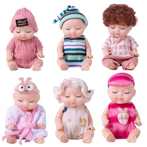Ruqingg Mini-Babypuppen mit schläfrigem Gesicht 6 PCs süße kleine wiedergeboren von Ruqingg