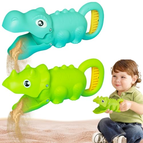 Ruqingg Toy Grabber Claw für Kinder 2PCS Leicht Bunte Dinosaurier Sandspielzeug süßer pädagogischer Sandgrabber -Spielzeug für Strand, Sandbox oder Garten (2PCS) von Ruqingg
