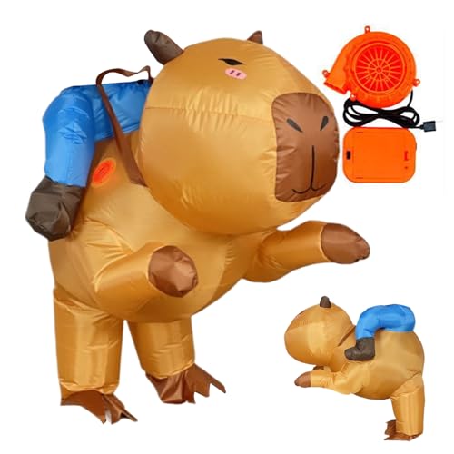 Rurunklee Aufblasbares Capybara-Halloween-Kostüm für Erwachsene, Cosplay-Zubehör für Mädchen, Herren, Damen, Jungen, Karneval, Versammlungen, Maskeraden, Paraden von Rurunklee
