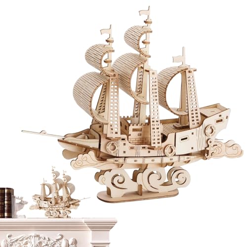 Rurunklee Boot-Holzhandwerk-Konstruktionsmodellbausatz, Holzboot-Puzzle - Holz-Segelboot-Modellpuzzle - Segelboot-Holzbau-Modellbausatz für Mädchen, Jungen, Geburtstagsgeschenk von Rurunklee