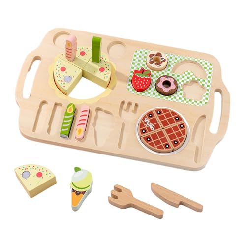 Rurunklee Pretend Kitchen Food Toy,Pretend Play Kitchen Toys - Küche Spielen Holz Essen Cartoon Spielzeug - Kinder im Alter von 3 bis 5 Jahren, frühes Lernspielzeug, Küchenspielset für Kinderzimmer, von Rurunklee