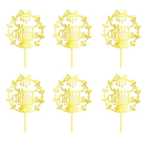Ruscalin Tortenaufsatz mit Aufschrift "Merry Christmas", rot und grün, glitzernd, für Jungen und Mädchen, Happy Birthday Kuchendekoration, Winter-Weihnachtsmann, Happy New Year Partyzubehör (6 Stück) Ruscalin Tortenaufsatz mit Aufschrift "Merry Christmas", rot und grün, glitzernd, für Jungen und Mädchen, Happy Birthday Kuchendekoration, Winter-Weihnachtsmann, Happy New Year Partyzubehör (6 Stück) von Ruscalin