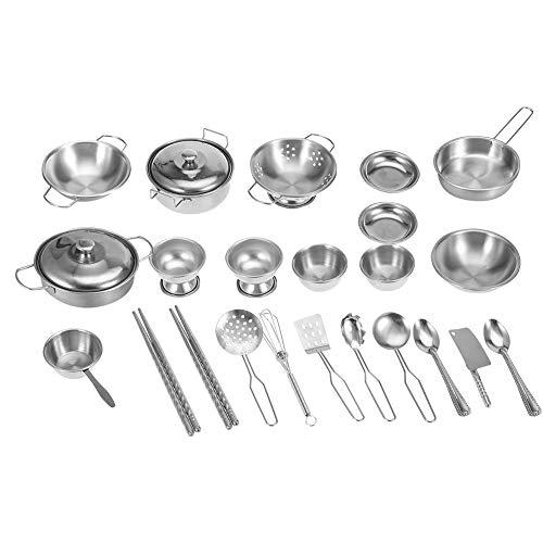 Ruspela Küchenspielzeug für Kinder - 25-teiliges Set aus Edelstahl, Kinderküche Zubehör, Kochgeschirr, Kochutensilien, Pfannen-Spielzeug-Set Ruspela Küchenspielzeug für Kinder - 25-teiliges Set aus Edelstahl, Kinderküche Zubehör, Kochgeschirr, Kochutensilien, Pfannen-Spielzeug-Set von Ruspela