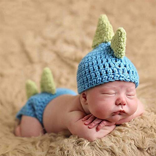 Ruspela Baby Dinosaurier Outfits Hut und Hose Set Neugeborenes Kostüm Fotografie Baby Fotografie Requisiten für Säugling Kleinkind Zubehör Fotografie Kostüm, blau von Ruspela