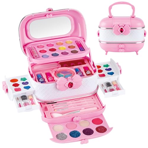 Ruspela Make-up-Sets für Mädchen, waschbar, sicheres Kinder-Kosmetik-Make-up-Set mit Schönheitskosmetiktasche, Geburtstagsgeschenke für kleine Mädchen, Prinzessinnen-Spiele, Spielzeug, Geschenke von Ruspela