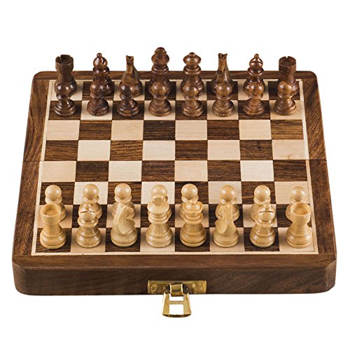 Rusticity Magnetisches Schachspiel Set aus Holz, faltbar handgefertigt | (17,8 cm) von Rusticity