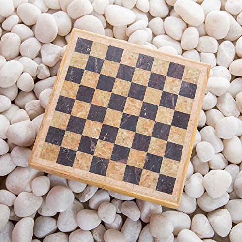 Stylla London® Schach-Set aus Marmor, 30 cm x 30 cm, perfektes Reiseschach-Set von Rusticity