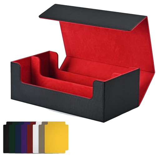 Ruuizksa Kartenaufbewahrungsbox für Sammelkarten, KartendeckhüLle, Kartenhalter mit Magnetverschluss für Magnetische Spielkarten, Rot + Schwarz von Ruuizksa