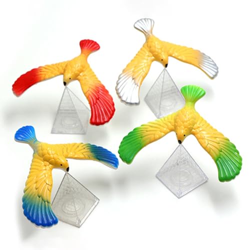 4PCS Balance Bird Toy - Vogel, der das Gleichgewicht auf Ihrem Finger | Vögel mit Pyramide, Erwachsene Office Desktop Neuheit Eagle Trick Party Spielzeug für Kinder Kinder von Ruwshuuk