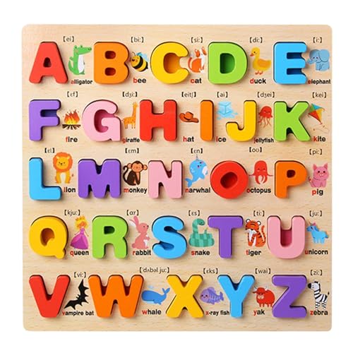 Holz-Alphabet-Zahlenform-Puzzles,Holz-Alphabet-Buchstaben,Zahlen-Alphabet-Holz-Matching-Spiel - Holzpuzzle, passendes Spiel, Montessori-Puzzles für Kleinkinder, Alphabet-Lernspielzeug für die frühe Bi von Ruwshuuk