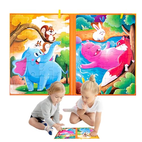 Magnetisches passendes Puzzle, magnetische Puzzles für Kinder | Tierpuzzles Spielzeug - Reise-Puzzlespiele, spannendes Tierpuzzle für unterhaltsame Bildung, kreatives Vorschul-Lernspielzeug für Jungen von Ruwshuuk