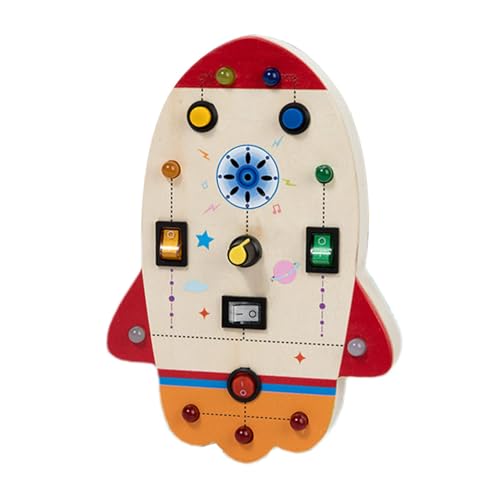 Montessori-Schalterbrett aus Holz,Montessori-Schalterbrett | Sensorisches Board mit 8 LED-Lichtschaltern - Lernspielzeug aus Holz, frühe Feinmotorik, sensorisches Reisespielzeug für Kinder ab 3 Jahren von Ruwshuuk