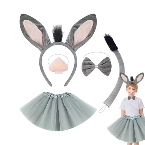 Ruwshuuk Animal Cosplay -Kostüm, Animal Dress Up Kit,Tier Kostümkit | Kleinkindpelzohren Stirnband Fliege Nasenrock für Halloween Maskerade von Ruwshuuk