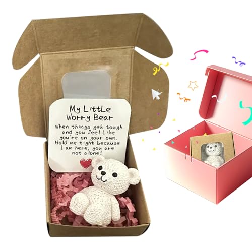 Ruwshuuk Bär, handgefertigter Mini-Bär in Box, Mini-erhebendes Tier, handgefertigtes Andenken für Damen, Herren, Liebhaber, Kinder, Glück, Pflege, Freunde, Erwachsene von Ruwshuuk