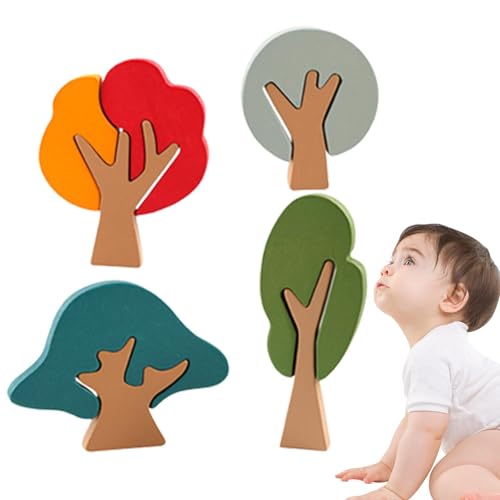 Ruwshuuk Baum-Form-Baustein-Spielzeug, Holzformen, Puzzle-Blöcke,Spielzeuge aus Holzklötzen | Pädagogische interaktive Spielzeug-Baum-Form-Bausteine, sensorisches Spielzeug für Kinder von Ruwshuuk