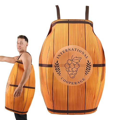 Ruwshuuk Fass Kostüm Herren, Authentisches Oktoberfest Outfit Mit Dirndl & Lederhosen Look, Halloween Kostüm für Erwachsene Herren Oktoberfest Partys Cosplay Events von Ruwshuuk