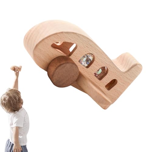Ruwshuuk Flugzeugrassel | Montessori Push Holz Flugzeug Spielzeug – Montessori Buchenholz Flugzeug eingebaute bunte Perlen für Hörtraining Assistent von Ruwshuuk