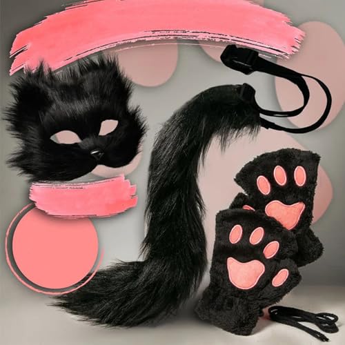 Ruwshuuk Halloween Tier Gesichtsmaske - Katzengesichtsmaske als Tierkostüm für Feste und Partys - Cosplay Kostüm, Halloween Zubehör, Foto Requisiten für Damen und Herren, Party Maskerade von Ruwshuuk
