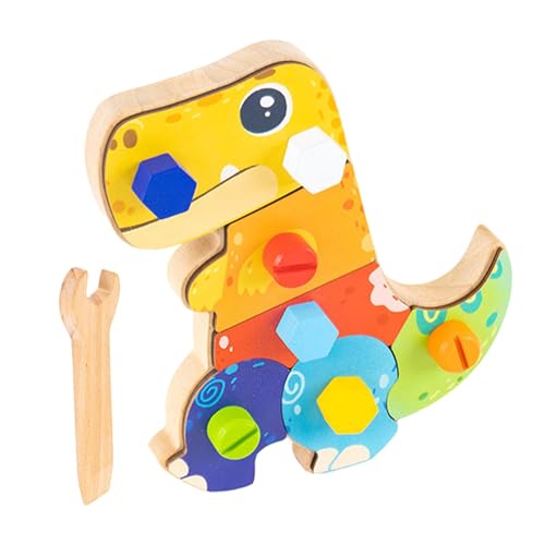 Ruwshuuk Montessori-Sensorbrett, Dinosaurier-Sensorbrett,Schraubenspielzeug aus Holz für Kinder | Niedliches Mehrzweck-Schraubspielzeug, farbenfrohes Lernspielzeug für die Auge-Hand-Koordination von Ruwshuuk