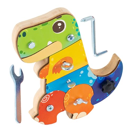 Ruwshuuk Schraubenspielzeug für Kinder, Sensorikbrett für Kinder | Holz-Dinosaurier-Schraubspielzeug | Niedliches Cartoon-Sensorspielzeug, Mehrzweck-Sensorbrett für Jungen und Mädchen von Ruwshuuk