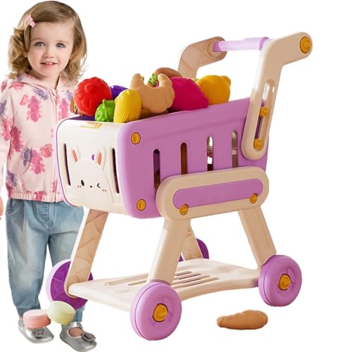 Ruwshuuk Spielzeug-Einkaufswagen, Spiel-Einkaufswagen, Kinder-Einkaufswagen-Spielzeugset, Trolley-Spielzeugset für Rollenspiele, Einkaufswagen-Spielzeug, Rollenspielzeug für Jungen, Mädchen, von Ruwshuuk