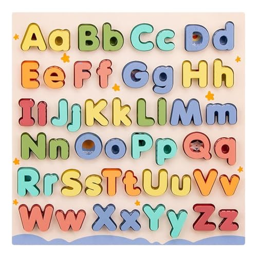 Ruyeiig Alphabet Puzzle aus Holz,Groß- Und Kleinbuchstaben Puzzle | Lernspielbrett mit Blöcken für Kinder Vorschule Kindergarten Zuhause von Ruyeiig