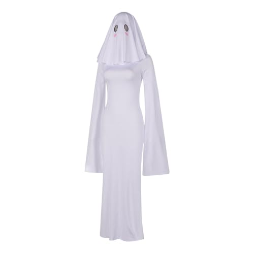 Ruyeiig Geisterkostüm Frauen | Halloween Damen Kostüm Geisterkleid - Niedliches Cosplaykleid Karnevalskostüm Partyzubehör Für Schule Familienfeste Maskenbälle von Ruyeiig