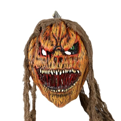 Ruyeiig Horror Kürbiskopf Gesichtsmaske | Horror Maskerade Kostüm Party Verkleidung | Kopfschmuck Verkleidungszubehör Für Partys Veranstaltungen Events Feiern Karneval von Ruyeiig