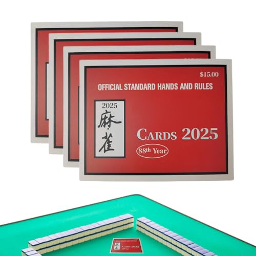 Ruyeiig Mahjong Karten 2025 | 4 Karten Für Mahjong Mit Regeln | Tragbares Zubehör Zur Punkteverwaltung Aufbewahrung Sammlung Lesen von Ruyeiig