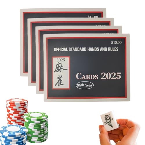 Ruyeiig Offizielle Mahjong Karten 2025 | 4 Karten Für Mahjong Mit Regeln,Tragbares Zubehör Zur Punkteverwaltung Aufbewahrung Sammlung Lesen von Ruyeiig