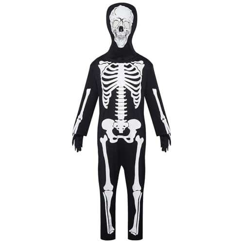 Ruyeiig Skelett-Kostüm für Kinder, leuchtender Halloween-Overall für Jungens und Mädchen, Halloween Skelett-Kostüme für Party, Karneval von Ruyeiig