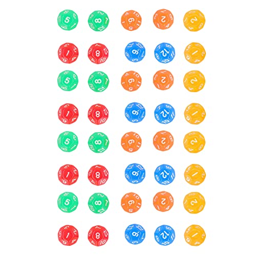 40 Stück 12-seitige Transparente Würfel in 5 Farben Für Brettspiele Und Mathematikunterricht – Wasserdichtes Und Durchscheinendes Lern-Gaming-Set von RvSky