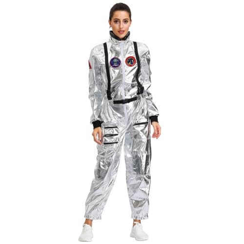Astronauten Kostüm Erwachsene, weiches Polyester -Raumkostüm, Mode Silber Space Anzug, kreative Außerkostüme für Frauen mit Kosplay, L Astronauten Erwachsene Astronauten Kostüm Erwachsene, weiches Polyester -Raumkostüm, Mode Silber Space Anzug, kreative Außerkostüme für Frauen mit Kosplay, L Astronauten Erwachsene von Rwigeboo
