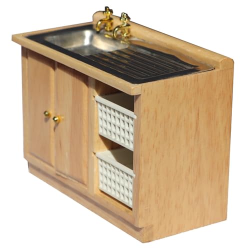 Dollhouse Möbel, 1/12 Holzpuppenhaus Badezimmerset, Waschbecken mit Schrank, realistische Miniaturmöbel DIY Accessoires Dollhouse Möbel, 1/12 Holzpuppenhaus Badezimmerset, Waschbecken mit Schrank, realistische Miniaturmöbel DIY Accessoires von Rwigeboo