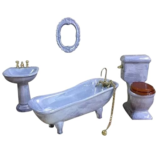 Dollhouse Möbelset, 4PCS/Set Lifelike 1 12 Scale Doll House Möbel, Duschbaum -Puppenhauszubehör und Blue Greydollhouse Dollhouse Möbelset, 4PCS/Set Lifelike 1 12 Scale Doll House Möbel, Duschbaum -Puppenhauszubehör und Blue Greydollhouse von Rwigeboo