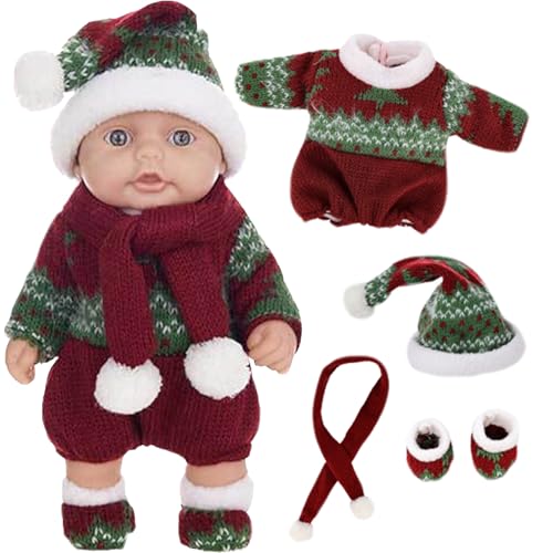 Mini Babypuppen 10 niedliche Weihnachtsmini -Puppen mit beweglichen Gelenken realistisches Neugeborenes Baby weiche Vinyl Körper Stehpuppe mit Kleidung für Kinder, Greenmini Mini Babypuppen 10 niedliche Weihnachtsmini -Puppen mit beweglichen Gelenken realistisches Neugeborenes Baby weiche Vinyl Körper Stehpuppe mit Kleidung für Kinder, Greenmini von Rwigeboo