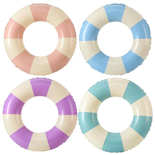 Rwigeboo Aufblasbare Poolringe für Erwachsene, 4pcs 30 Zoll großer Auftriebsbeckenring Schwimmer mit Griff für Sommerstrand Schwimmen aufblasbarer Ring von Rwigeboo