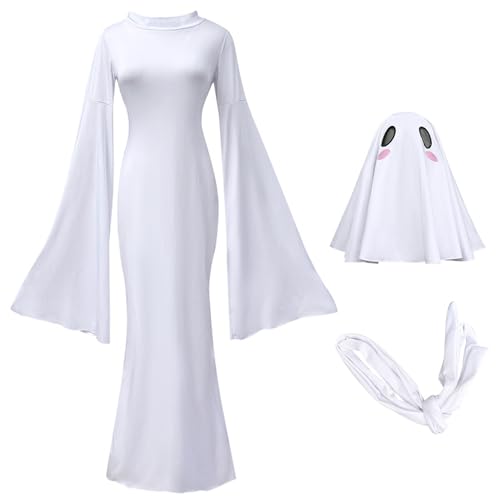 Rwigeboo Halloween -Kostüme für erwachsene Frauen, Ganzkörpergeisterkostüm mit Kopfbedeckungen und Gurten Ghost Decor für Cosplay Halloween Party Holiday, großes Gesicht Kostüm von Rwigeboo