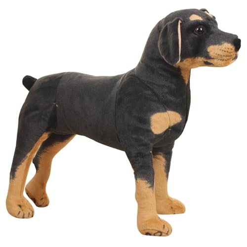Rwigeboo Hund Plüsch, 20 Zoll selbststehendes Plüschhundspielzeug mit integriertem Rahmen, realistisches schwarz gefülltes Tier, kuschelige Baumwolltiere für Zuhause von Rwigeboo