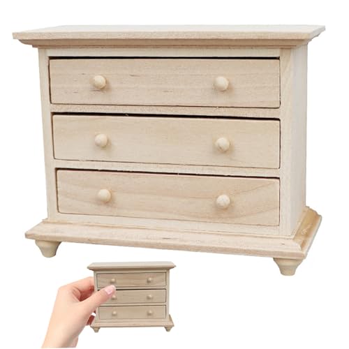 Rwigeboo Puppenhausschrank 1/12 Skala Holzpuppenhaus Küchenschrank natürliches Puppenhaus Badezimmer Modell Miniaturmöbelmodell für Badezimmer Küchenpuppe Haus von Rwigeboo